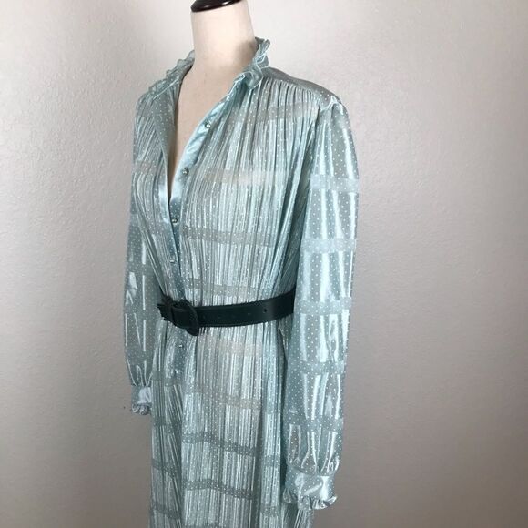 Vintage Discovery seafoam polkadot oversized robe dress 8* - Picture 5 of 16